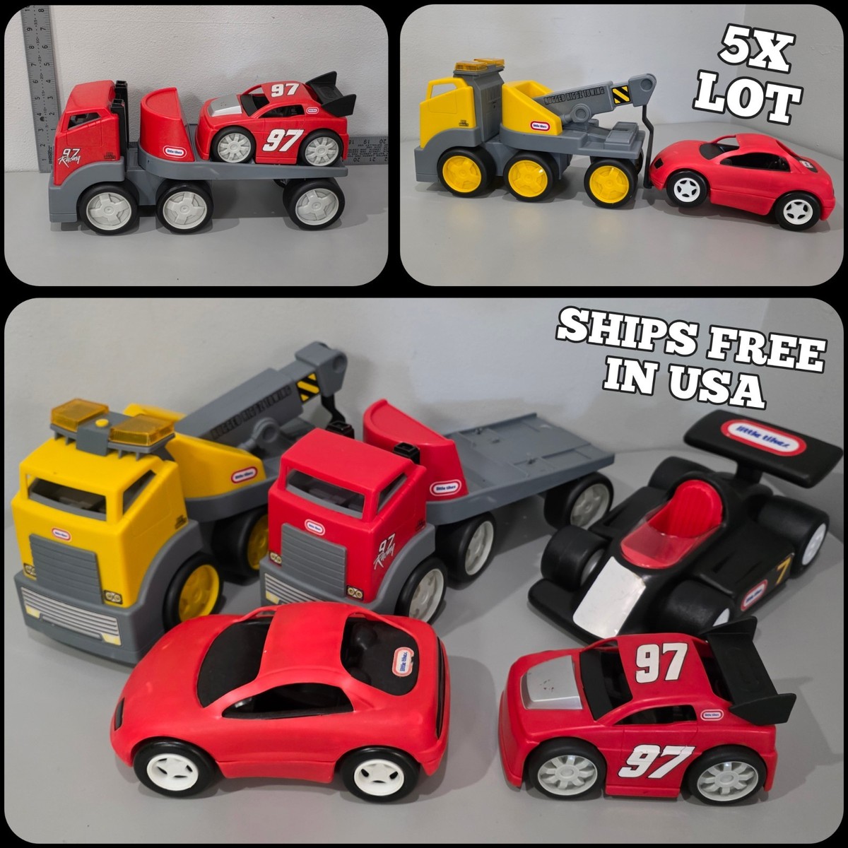 BIG LOT Of 5 Little Tikes Rugged Riggz PIT CREW Hauler Trailer 97