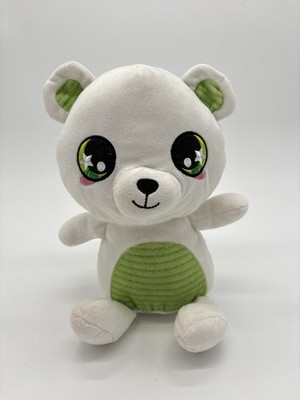 Cute & Cuddly Kawaii Bear Plush Squishy Soft Big Eyes 9  White Green Plushie