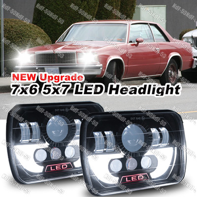 Pair For Chevy Malibu 1978-1981 Corvette DOT 5X7'' 7x6'' LED Headlights Hi-Lo