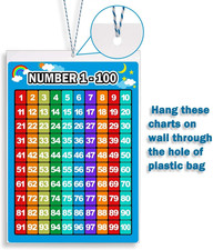 3 Pieces Number 1-100 Charts Educational Preschool Posters Learning Poster fo...