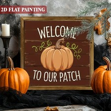 Rustic "Welcome To Our Patch" Pumpkin Fall Wooden Sign Farmhouse Halloween Decor