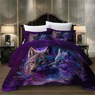 WONGS BEDDING Wolf Duvet Quilt Cover Bedding Set with Pillow Cases Single Double King Size