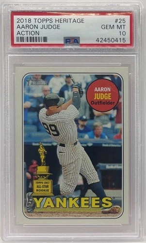 AARON JUDGE 2018 Topps Heritage #25 ACTION ALL-STAR ROOKIE CUP PSA 10 Yankees SP