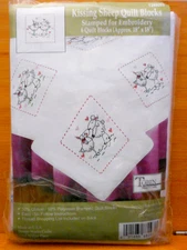 Tobin Stamped Quilt Blocks-6-18x18" Blocks Kissing Sheep T288093 Open/Unused