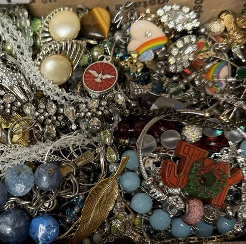 Vintage & Modern Some Signed Costume Jewelry Lot Full Small Priority Box # 104