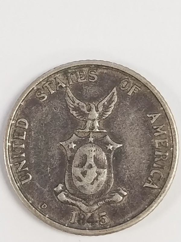1945D Philippines 20 Centavos 75% Silver