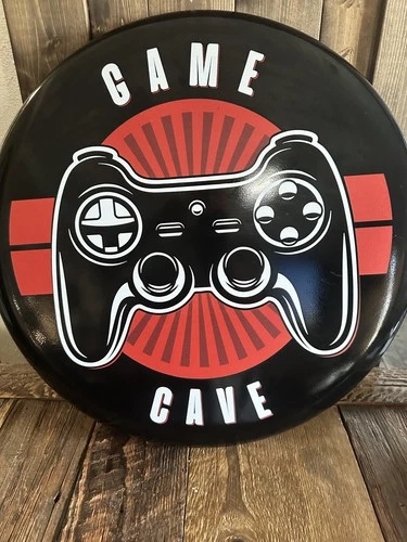 Vintage 24” round Game Room Tin Sign for Home, Bar, Cafe, Man Cave Decor