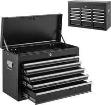 Steel Tool Box 24" with 5 Drawers Portable Lockable Metal Toolbox