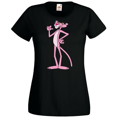 Youth Designz Damen T-Shirt Rosarote Panther Logo Print Spruch Detektiv Cartoon 