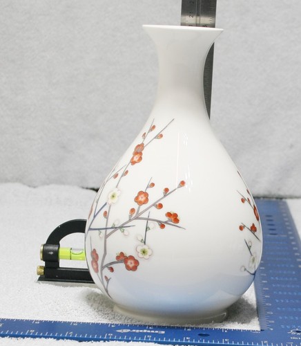 Elegante jarrón japonés de porcelana flor de ciruelo blanco - Imagen 2 de 12