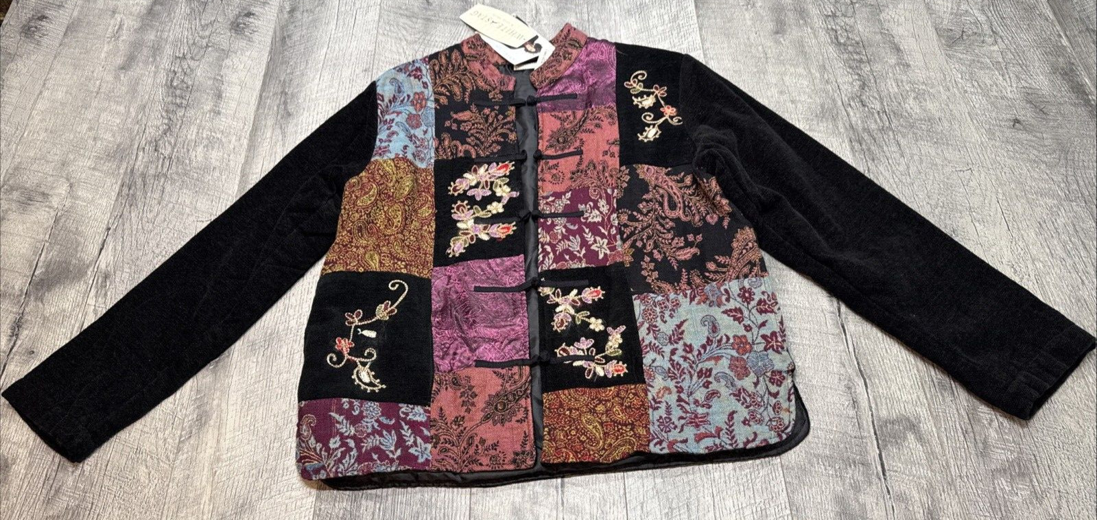 Vintage 90s Patchwork Tapestry Jacket Womens XL O… - image 1