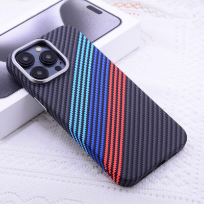Patterned Matte Karbon Back Case For iPhone 16 14 15 Pro Max Hard pc+Metal Cover