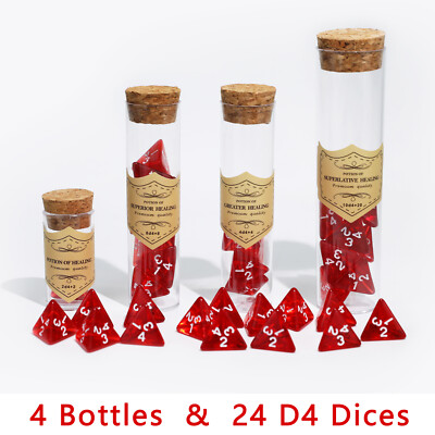 D4 Dice (24PCS) for a dungeons and dragons themed healing potion DND D&D MTG CCG