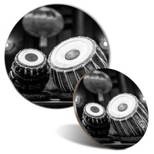 Mouse Mat & Coaster Set - BW - Tabla Drum Music India Folk  #38592