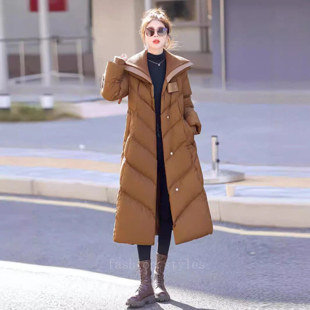 OFF WHITE Piumino invernale nuovo donna lungo moda collo grande spesso bianco piumino anatra