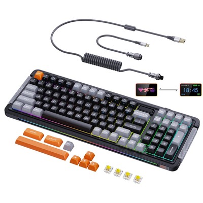 L98 Wireless Mechanical Keyboard with 1.14  TFT LCD, Hot-swappable RGB Key