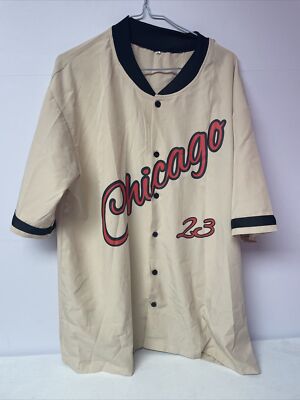 SHEIN Shirt Chicago #23 beige Medium button up Bowling Shirt Lightweight