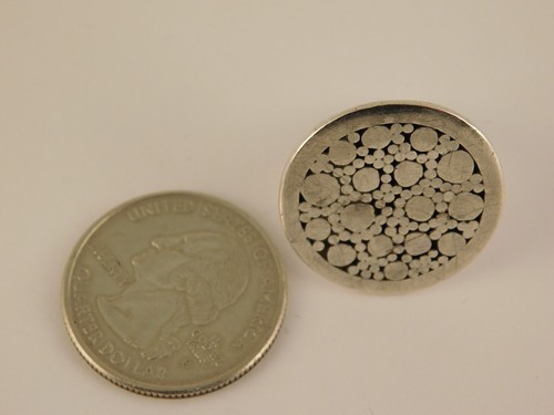 STERLING SILVER HAMMERED DOT ROUND RING SIZE 6 ARTISAN HANDCRAFTED - Afbeelding 2 van 12