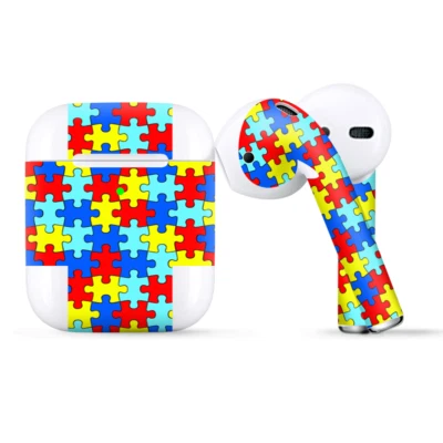 ITSASKIN Skins Wraps compatible for Apple Airpods colorful puzzle pieces autism