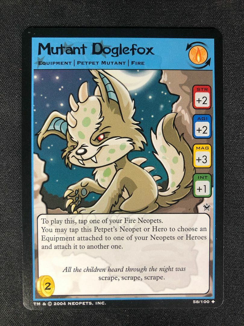 Neopets TCG Mutant Doglefox 58/100 Return of Dr Sloth PetPet