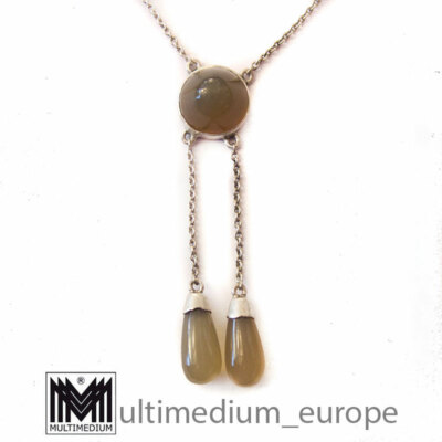 Jugendstil Lavaliere Silber Collier Rosen Calzedon art nouveau silver pendant