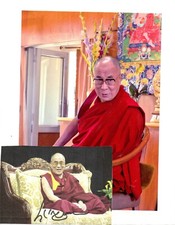 His Holiness Dalai Lama Signed Autographed 3X4 paper picture + unsigned 8X10