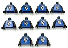 Lego 10 New Minifigure Blue Torso Castle Surcoat Silver Chain Mail Collar Parts