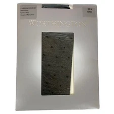 Worthington Fashion Hosiery Dot Pattern Pantyhose Size XL Black Control Top