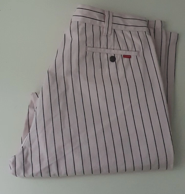 Pantalon de travail SS21 Supreme taille 36 W37 L34 pantalon rose rayé neuf