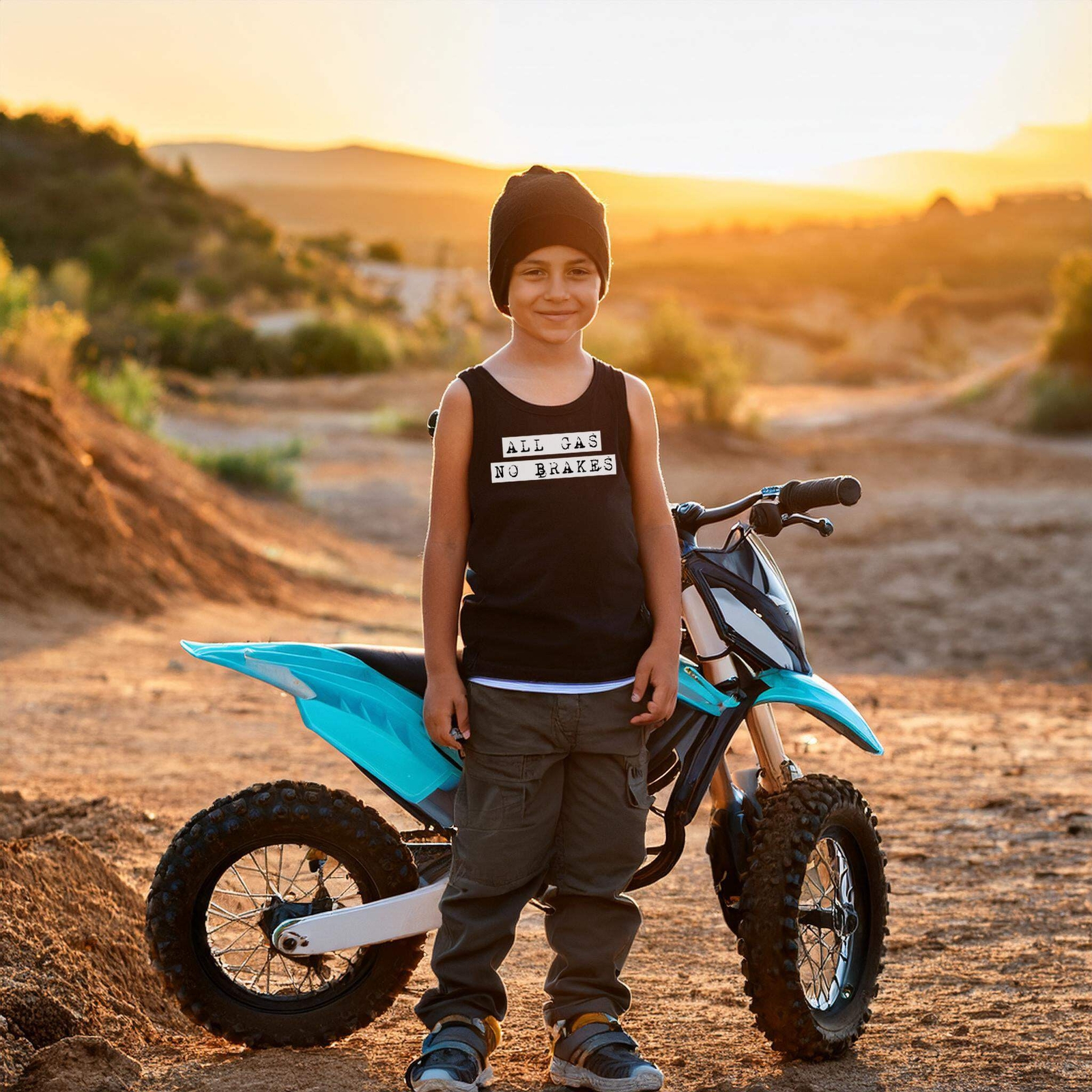 Boys Funny All Gas No Brakes Muscle Tank Top