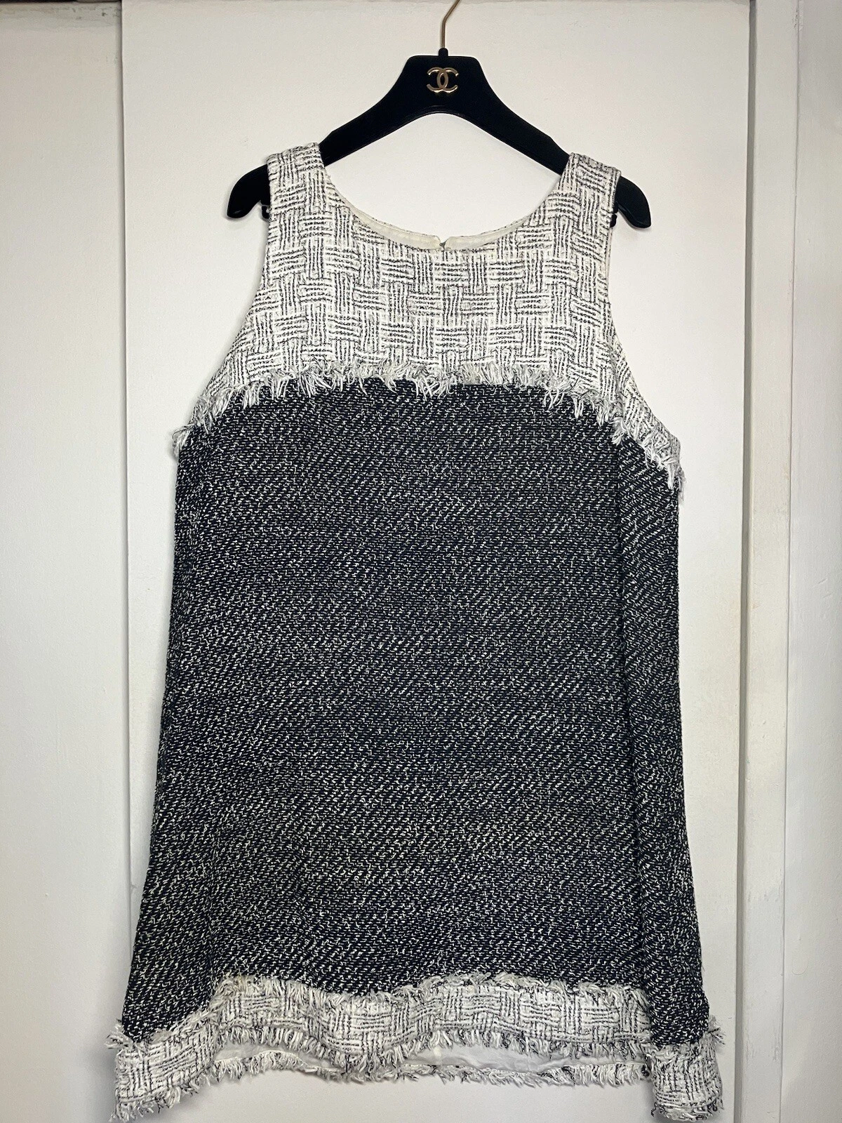 Abito Chanel 2014 twittato nero e grigio 46 48 50