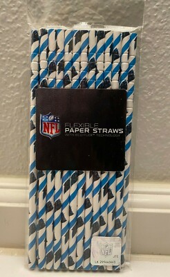 Carolina Panther NFL Pro Football Sports Theme Party Favor Paper Straws 24 count