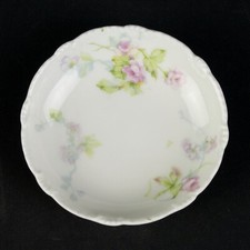 Theodore Haviland Schleiger 310 Butter Pat, Antique Limoges Pink Roses Blk 117