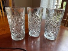 3 anciens gobelets Libbey Hobstar Highball, de remplacement, 16 oz, verre transparent