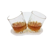 Crystal Set Of Two 10 Oz Whiskey Glasses Old Fashioned Handmade Tumblers Bourbon
