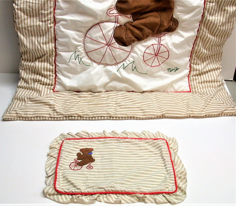 (2) Pc NoJo Crib Set Blanket & Pillow Cover ~ Bear Blue & Brown ~ Size 41 x 50 - Image 2 of 3