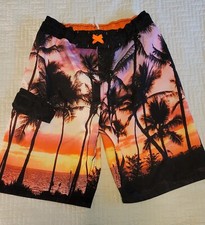 Cat And Jack Youth Boys Swim Suit Shorts/ Size XL 16 Multicolor Hawaiian Palm