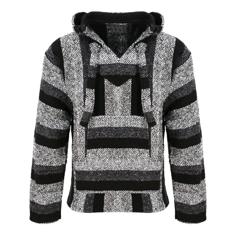 Siesta Mexican Baja Jerga Hoodie Hippie Festival Top In - View #7