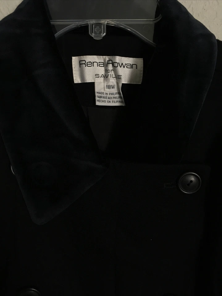 Rena Rowan For Saville Jacket Top/ Size 18W Shoulder Pads 100% Wool Outer - Image 3 of 4