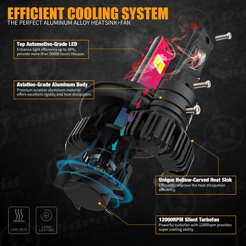 2X H13 9008 LED Headlight Conversion Kit Bulbs High Low Beam Bright White - Bild 8 von 20