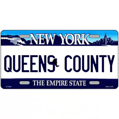 Queens County New York Blue Metal Sign