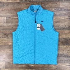 Callaway Puffer Vest Mens XL Blue Green Full Zip Golf Outdoor NEW