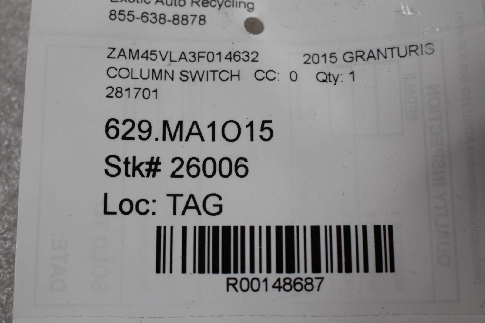 Maserati GranTurismo Combination switch P/N 281701