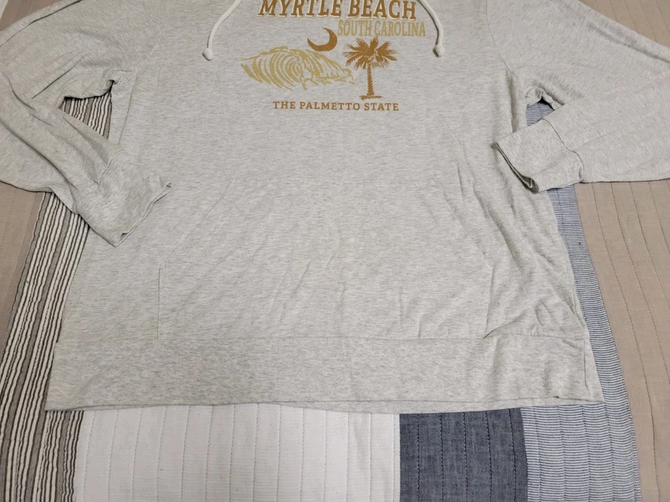 Myrtle Beach Carolina del Sur Palmetto Moon Beach Gráfico Sudadera con Capucha Delgada Gris XL Foto 2 de 4