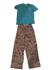 Eddie Bauer kids two-piece pajama set teal and gray NWT