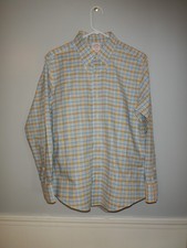 EUC Men's BROOKS BROTHERS "MAKERS" NON-IRON Sz 16-33 Blue  Gold Check Shirt