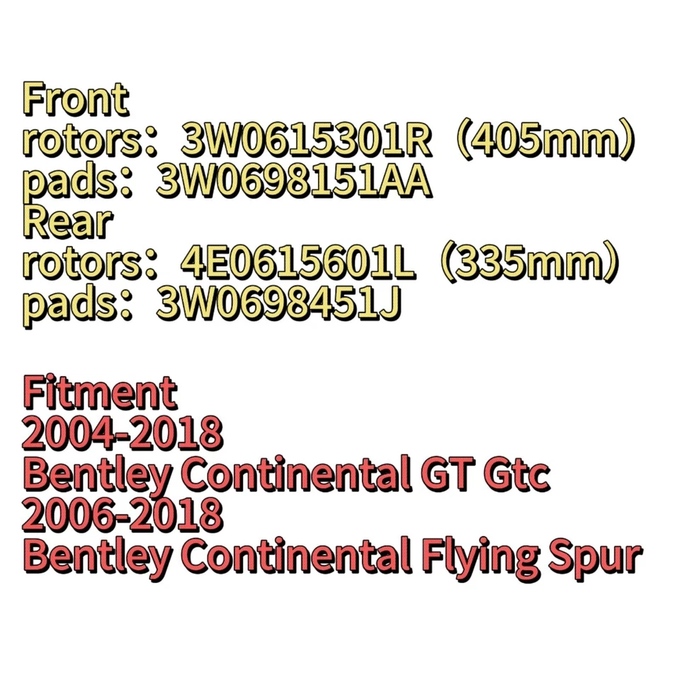 OEM Bentley Continental GT GTc Flying Spur pastillas de freno delanteras traseras rotores #5800 Foto 2 de 4