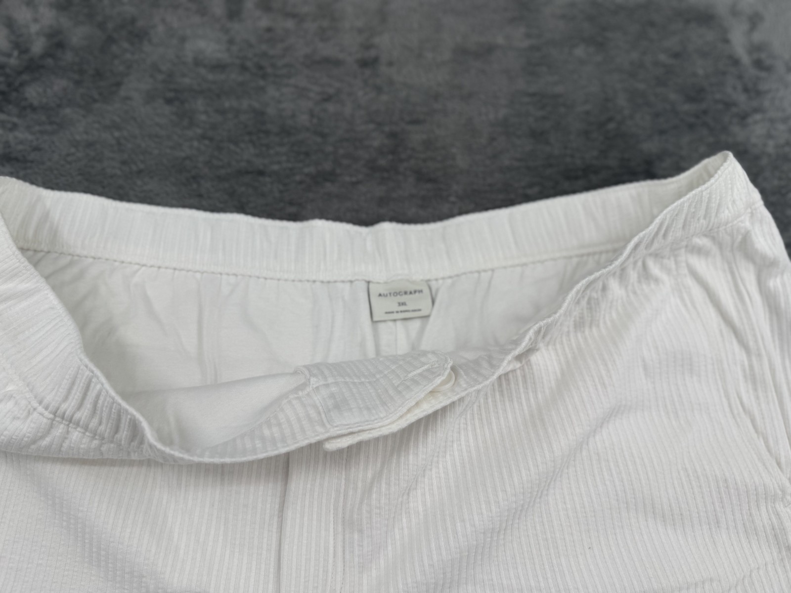 M&S Autograph Men’s White Textured Cotton Shorts 3XL UK 48-50 Elasticated image 3