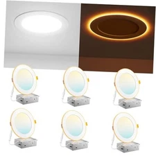  6 Pack 5CCT LED Recessed Ceiling Light with Night Light, 6 Inch White
