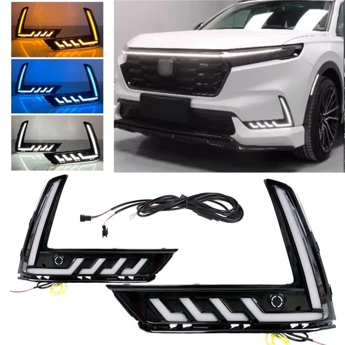 Pair For Honda CR-V CRV 2023-2025 LED DRL Fog Light Turn Signal With Sensor Hole - product listing photo